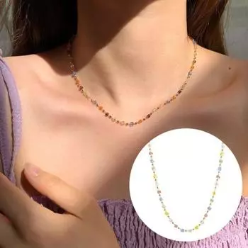 Женское ожерелье, бусины, кристаллы, гальваническое покрытие из нержавеющей стали, легкий кулон для девочек, ожерелье, подарок на день рождения, шею разноцветный