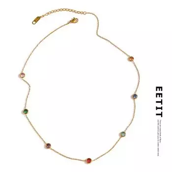 Женское ожерелье-цепочка Eetit из нержавеющей стали 316L с цветным цирконием разноцветный
