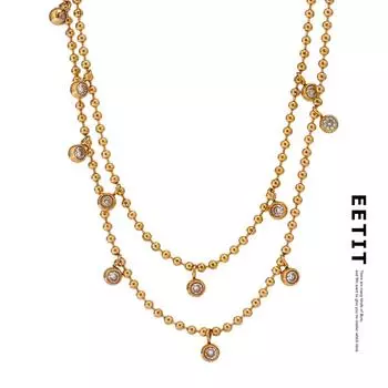 Женское ожерелье-цепочка Eetit с кубическим цирконием и многослойным воротником из нержавеющей стали золотой