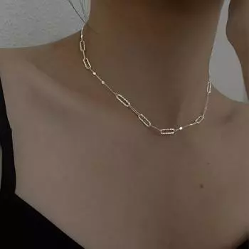 Женское ожерелье-цепочка скрепка звено цепи чокер дамы девушки простые модные украшения