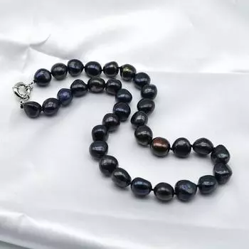 Женское ожерелье, черный натуральный жемчуг, ювелирные изделия, натуральное ожерелье в стиле барокко, классическое модное ювелирное изделие ручной работы, подарок black&43cm