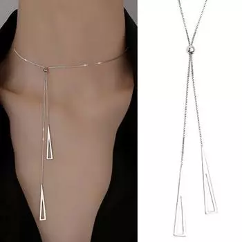 Женское ожерелье, цветные двойные подвески, индивидуальная треугольная форма, полый выпускной вечер