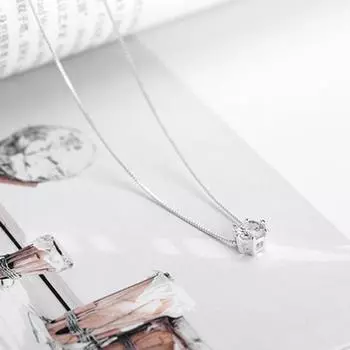 Женское ожерелье, гладкий кубический цирконий, кулон, сплошной цвет, изысканное колье из нержавеющей стали серебряный