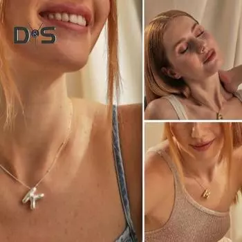 Женское ожерелье, гладкий воздушный шар, кулон с буквами, декор, регулируемая длина, сплошной цвет, изысканное колье из нержавеющей стали, ожерелье, украшение на шею, ювелирные изделия E