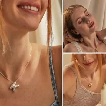 Женское ожерелье, гладкий воздушный шар, кулон с буквами, декор, регулируемая длина, сплошной цвет, изысканное колье из нержавеющей стали, ожерелье, украшение на шею, ювелирные изделия E