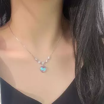 Женское ожерелье градиент цвета сердце кулон декор со стразами регулируемая длина сплава зажим для омара сплав ключицы ожерелье украшения на шею ювелирные изделия Love Heart