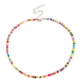 Женское ожерелье из бисера разноцветный