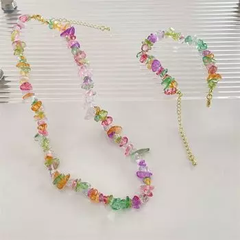 Женское ожерелье из бисера с драгоценными камнями на удачу, женские украшения, цепочка на ключицу, браслет в корейском стиле necklace