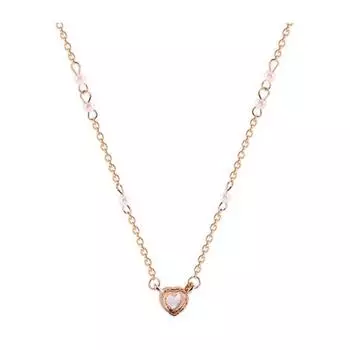 Женское ожерелье из искусственного опала, кулон длиной из искусственного жемчуга, регулируемое сердце, колье из нержавеющей стали