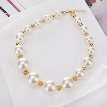 Женское ожерелье из искусственного жемчуга со стразами, круглое короткое ожерелье на День святого Валентина