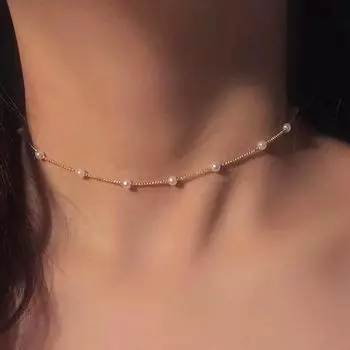 Женское ожерелье из искусственного жемчуга, ювелирные изделия, регулируемая геометрическая цепочка на ключицу A