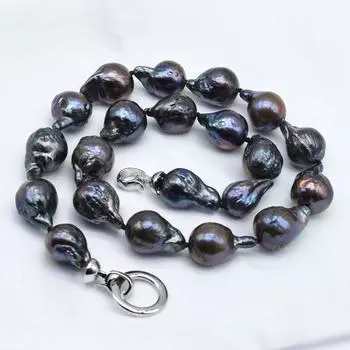 Женское ожерелье из настоящего жемчуга в стиле барокко, ожерелье в форме пламенного шара, классические ювелирные изделия ручной работы из бисера, дворцовые винтажные украшения, подарок для мамы 45cm