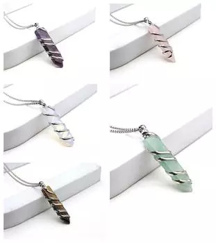 Женское ожерелье из натурального камня в форме меча, обмотка, кулон, ожерелье для женщин, подарочная цепочка на день рождения, 60 см 15x60mm