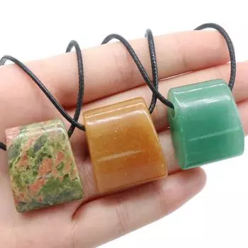 Женское ожерелье из натурального камня, зеленый авантюрин/агат/лабрадорит, подвеска в форме свистка, подвески для одежды, ювелирные аксессуары Rose Quartz