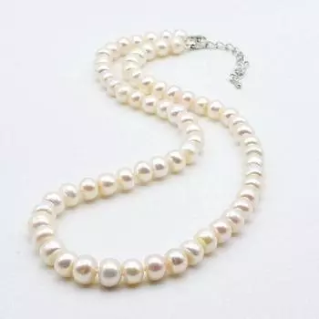 Женское ожерелье из натурального пресноводного жемчуга диаметром 7-8 мм, простое ожерелье, белое/розовое/фиолетовое/жемчужное ожерелье, подарок на день матери 40cm