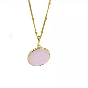 Женское ожерелье из розового кварца 925 пробы, 22-каратное позолоченное ожерелье из драгоценных камней 20 золотой