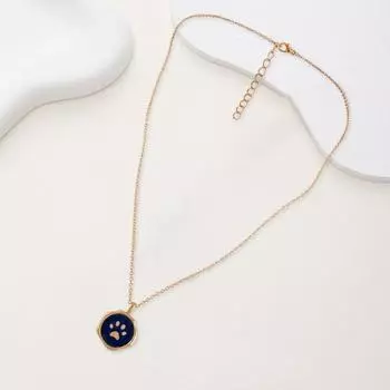 Женское ожерелье из сплава, нерегулярная круглая монета, собачья лапа, кулон, ожерелье, регулируемая удлиненная цепочка, ожерелье, ювелирные аксессуары синий