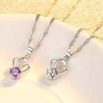 Женское ожерелье из стерлингового серебра 925 пробы, элегантная подвеска-корона, высокое качество, аметист, циркон, цепочка на ключицу, длина ювелирных изделий 45 см