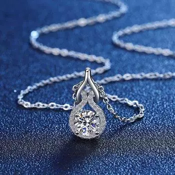 Женское ожерелье из стерлингового серебра 925 пробы 1,0 CT VVS1 с муассанитом и бриллиантом в форме полой тыквы, ожерелье с кулоном GRA, сертифицированные ювелирные изделия с муассанитом 1ct vvs1 moissanite