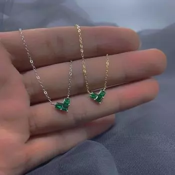 Женское ожерелье из стерлингового серебра 925 пробы с позолоченным изумрудным сердечком, легкая роскошная изысканная цепочка на ключицу