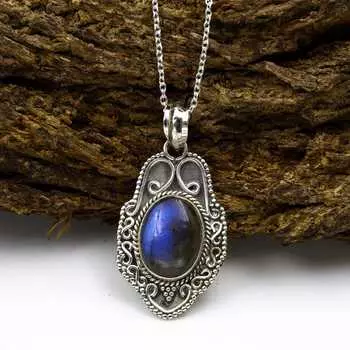 Женское ожерелье из стерлингового серебра 925 пробы с лабрадоритом, подарок для нее, ожерелье в стиле бохо, эффектные украшения, подарок по знаку зодиака 18 Inch