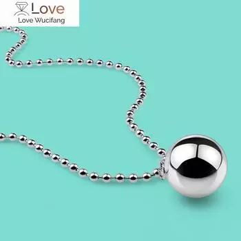 Женское ожерелье из стерлингового серебра 925 пробы в лаконичном стиле с подвеской-шаром для девочек, цепочка из бусин, модные серебряные украшения, подарок на день рождения, бесплатная коробка 46cm
