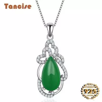 Женское ожерелье из стерлингового серебра 925 пробы с каплей воды, изумрудный циркониевый кулон для свадебной вечеринки, ювелирные изделия