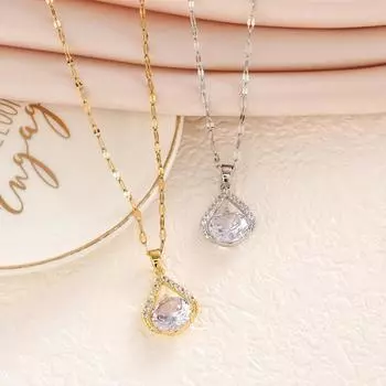 Женское ожерелье из титановой стали, универсальный кулон в виде капли воды, невыцветающие украшения 1