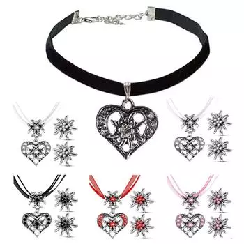 Женское ожерелье «Эдельвейс» с серьгами, подвеска, бижутерия со стразами