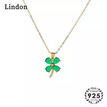 Женское ожерелье Lindon из меди с кристаллом циркона и четырьмя листами клевера, подарок для свадебной вечеринки зелёный