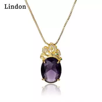 Женское ожерелье Lindon, кулон из медного сплава, циркон, модный подарок фиолетовый