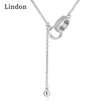 Женское ожерелье Lindon, кулон из медного сплава, циркон, модный подарок серебряный