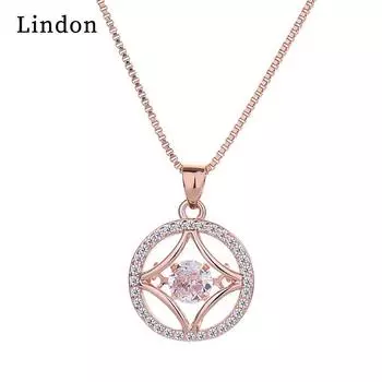 Женское ожерелье Lindon, кулон из медного сплава, циркон, модный подарок серебряный