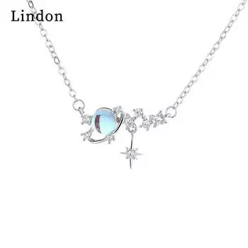 Женское ожерелье Lindon, кулон из медного сплава, циркон, модный подарок серебряный