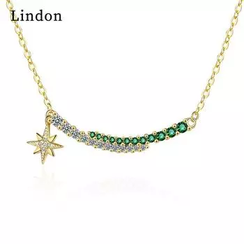 Женское ожерелье Lindon, кулон из медного сплава, циркон, модный подарок золотой