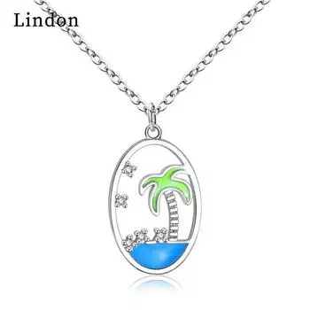 Женское ожерелье Lindon, кулон из медного сплава, циркон, модный подарок серебряный