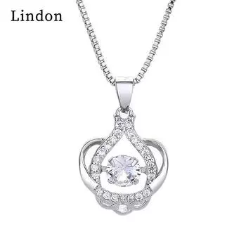 Женское ожерелье Lindon, кулон из медного сплава, циркон, модный подарок серебряный