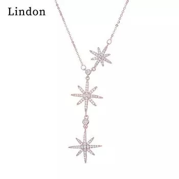 Женское ожерелье Lindon, кулон из медного сплава, циркон, модный подарок розового золота