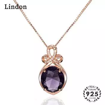 Женское ожерелье Lindon, кулон из медного сплава, циркон, модный подарок фиолетовый