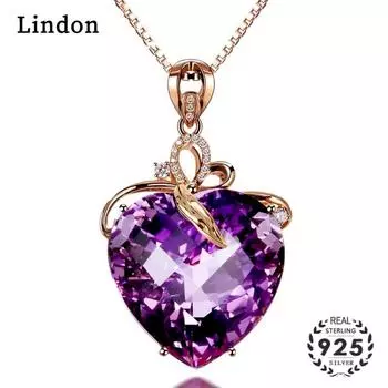 Женское ожерелье Lindon, кулон из медного сплава, циркон, модный подарок фиолетовый