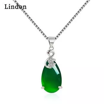 Женское ожерелье Lindon, кулон из медного сплава, циркон, модный подарок зелёный