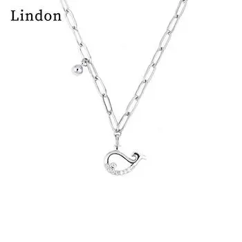 Женское ожерелье Lindon, кулон из медного сплава, циркон, модный подарок серебряный
