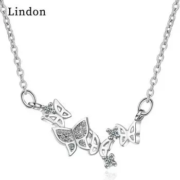 Женское ожерелье Lindon, кулон из медного сплава, циркон, модный подарок серебряный