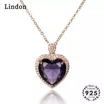 Женское ожерелье Lindon, кулон с цирконом, модный подарок фиолетовый