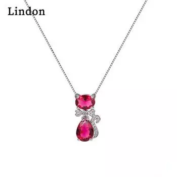 Женское ожерелье Lindon с цирконом, кулон, подарок на вечеринку красный