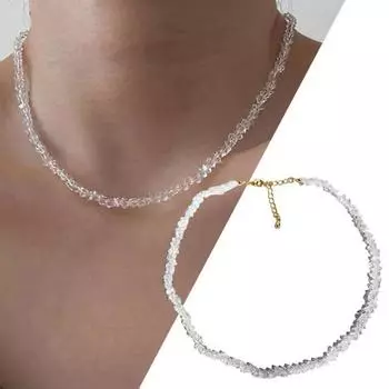 Женское ожерелье, многогранное хрустальное стекло, регулируемая удлиненная длина, ювелирные изделия на шею, женское колье-колье белый