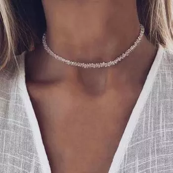 Женское ожерелье, многогранное режущее искусственное хрустальное стекло, регулируемая удлиненная длина, ювелирные изделия на шею, женское колье-колье белый