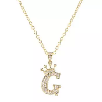 Женское ожерелье Модное ожерелье с короной из циркония Английские буквы Ожерелье с подвеской Простое Новое ожерелье 55cm