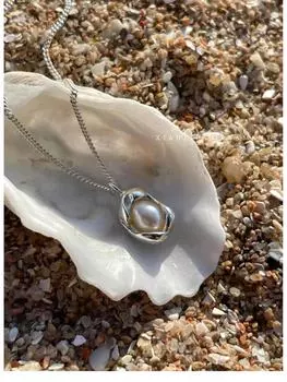 «Женское ожерелье на ключицу с подвеской из жемчуга 2025 года — универсальный, стильный дизайн» Conch Pearl Necklace серебряный
