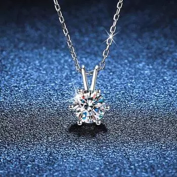 Женское ожерелье NeeTim с муассанитом 1 карат, круглое блестящее позолоченное ожерелье из стерлингового серебра 925 пробы с лабораторными бриллиантами, ожерелья с подвеской 45cm